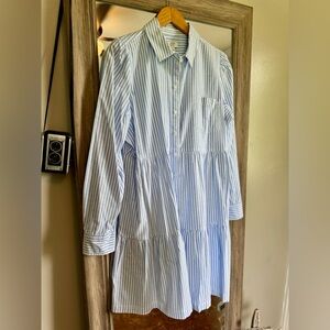 Crown & Ivy Light Blue and White Striped Dress